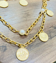 Load image into Gallery viewer, Hanging Coins Pearls Necklace
