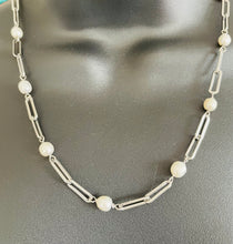 Load image into Gallery viewer, SILVER CHAIN PEARLS NECKLACE
