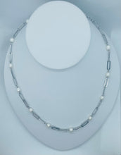 Load image into Gallery viewer, SILVER CHAIN PEARLS NECKLACE
